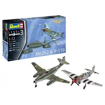 KIT PARA MONTAR REVELL COMBAT SET AVIÃO ME262 & P-51B 1/72 111 PEÇAS REV 03711